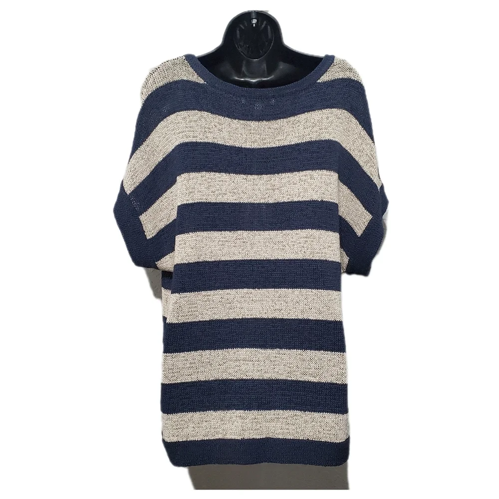 2/$30 WD.NY Women's Short Sleeve Striped Sweater Size 1X - Picture 2 of 8